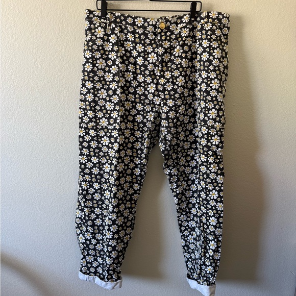 BIG BUD PRESS Womens 3XL Pencil Pants Lazy Daisy Print High Waisted Straight Leg - Picture 2 of 8